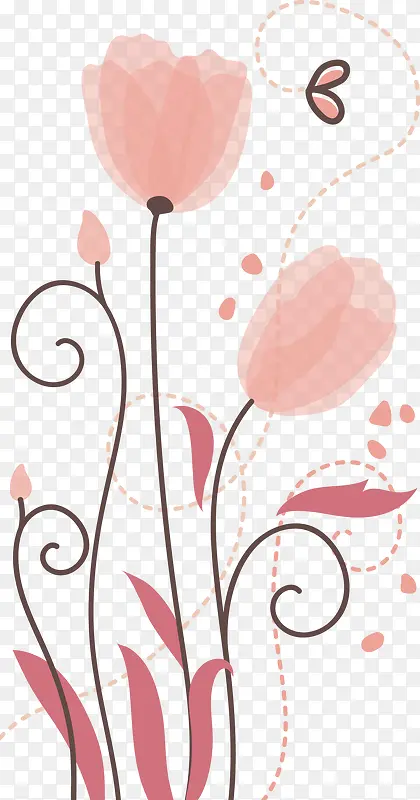粉色手绘花卉