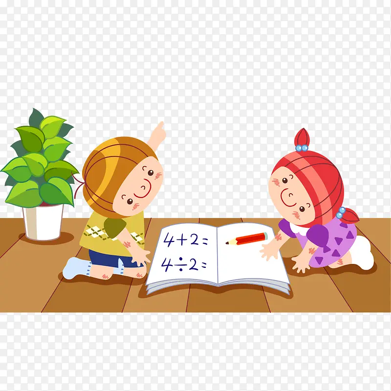 卡通学习数学的儿童人物