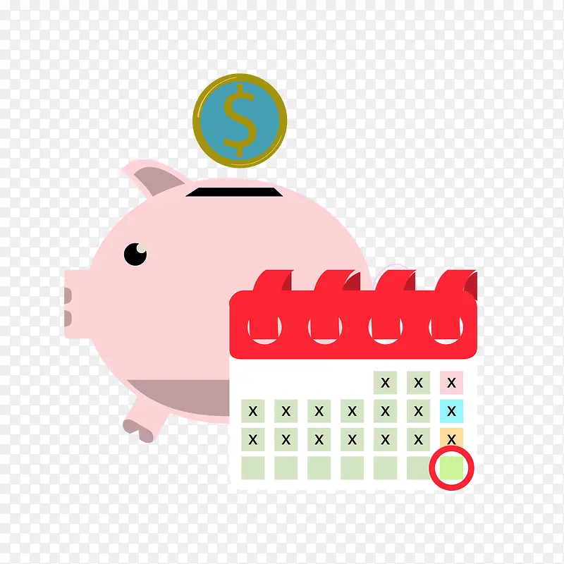 小猪存钱罐与日历