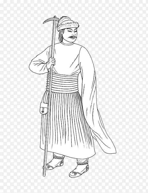 古代人物服饰线描