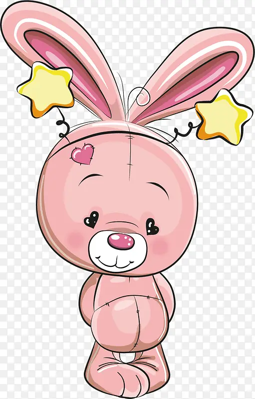 矢量图卡通手绘粉色兔子