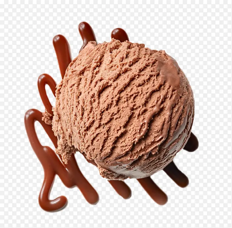 松软的巧克力酱料冰激凌