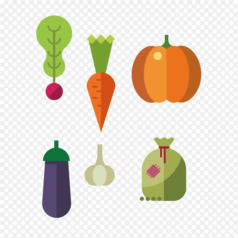 矢量扁平化水果蔬菜图标