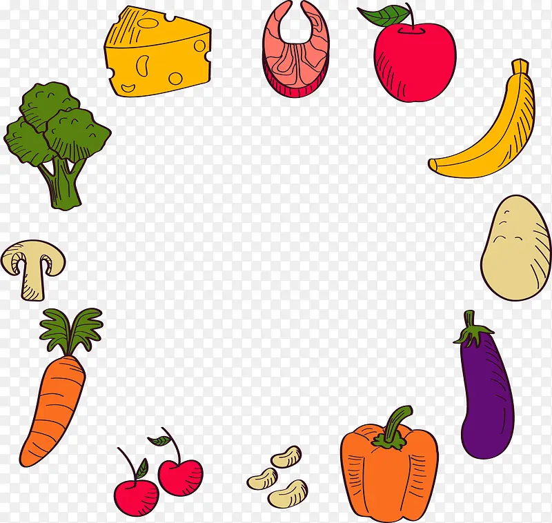手绘健康水果蔬菜