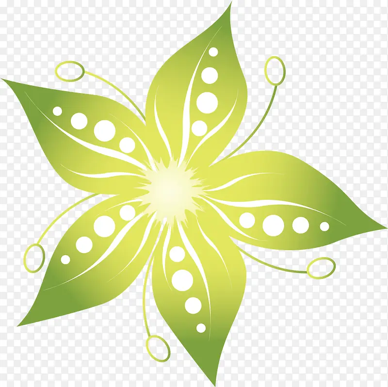 手绘绿色花朵花瓣