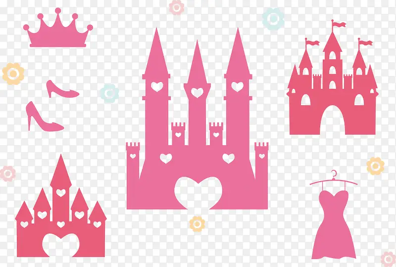 粉色城堡矢量