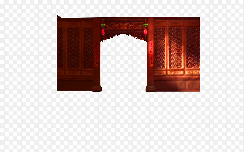 古代花纹木门边框纹理