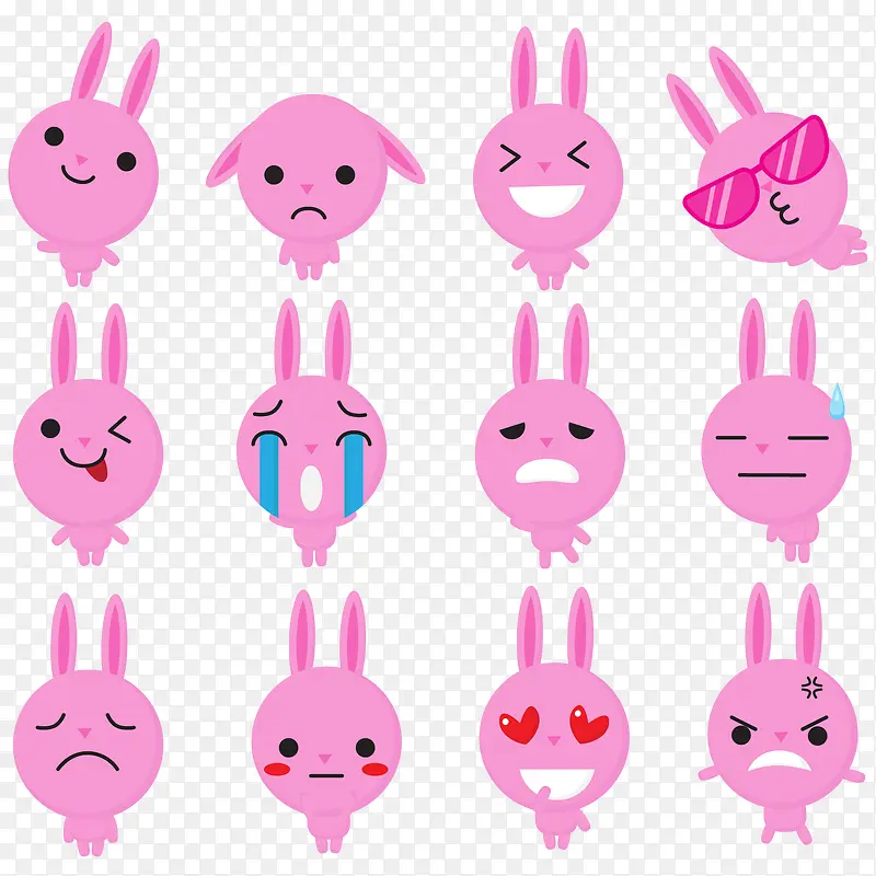 矢量可爱的兔子表情