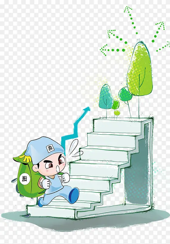 上楼梯的小人矢量图