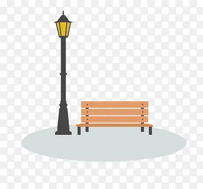 扁平化公园长椅路灯