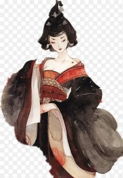 古代穿黑衣红唇美人