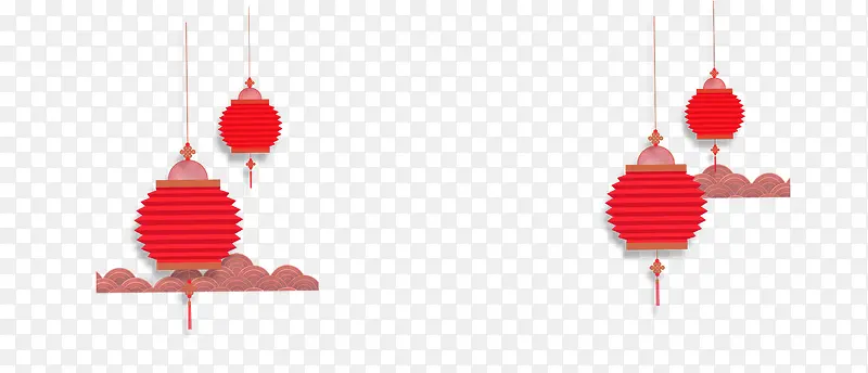 红色3D立体新春灯笼装饰