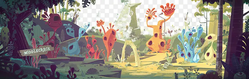 梦幻卡通森林背景图