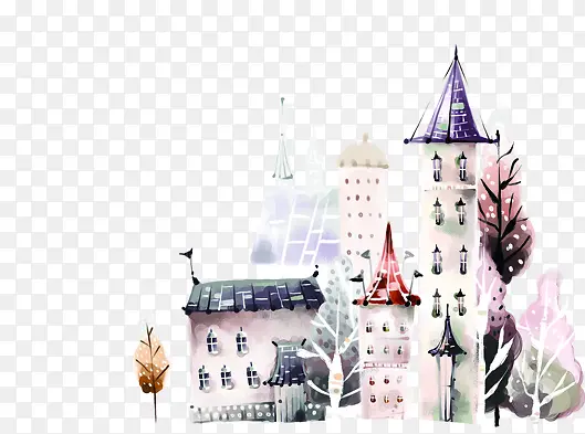 扁平风格创意合成糖果可爱城堡