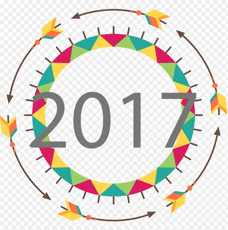 2017年箭头拼接彩色圆形图案