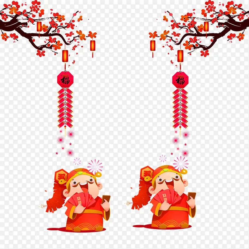 春节财神卡通海报装饰
