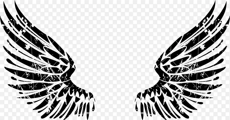 黑色简约翅膀装饰图案