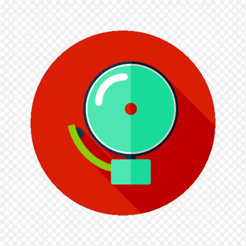 红色清新圆形警报铃图标