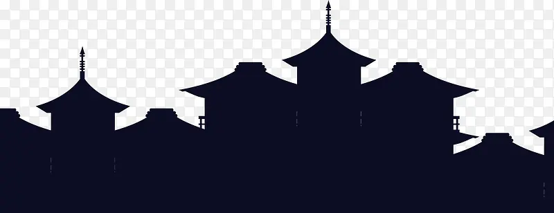 日本传统建筑剪影矢量图