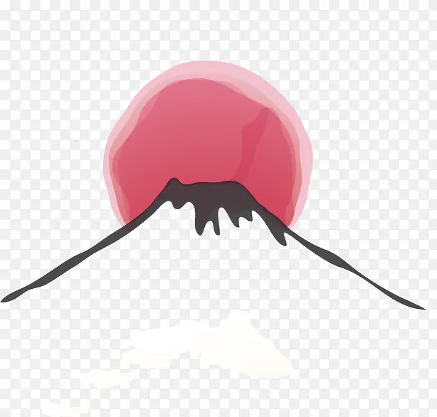 彩色手绘富士山矢量图