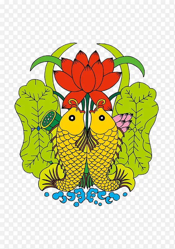 年年有鱼传统矢量纹样