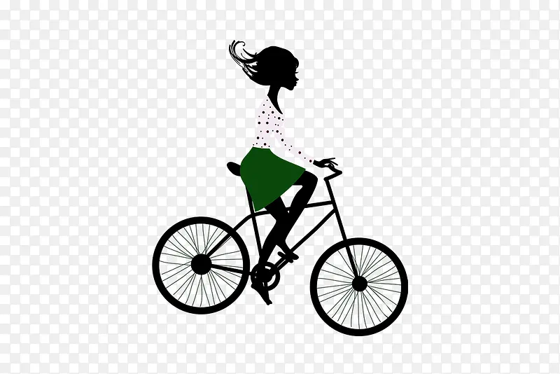 卡通女孩骑自行车