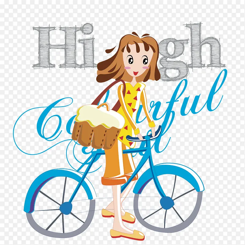 骑自行车的美女少女