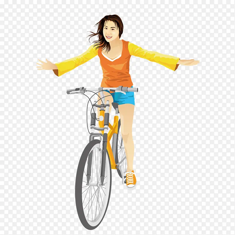 骑自行车撒手的美女
