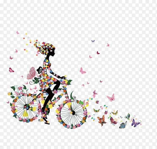 蝴蝶装饰骑自行车