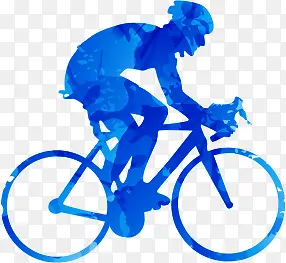 蓝色自行车赛车手剪影