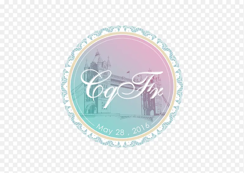 塔桥元素主题婚礼logo