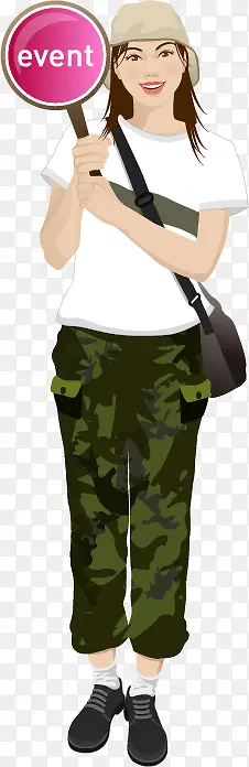 韩国美女指引AI矢量图