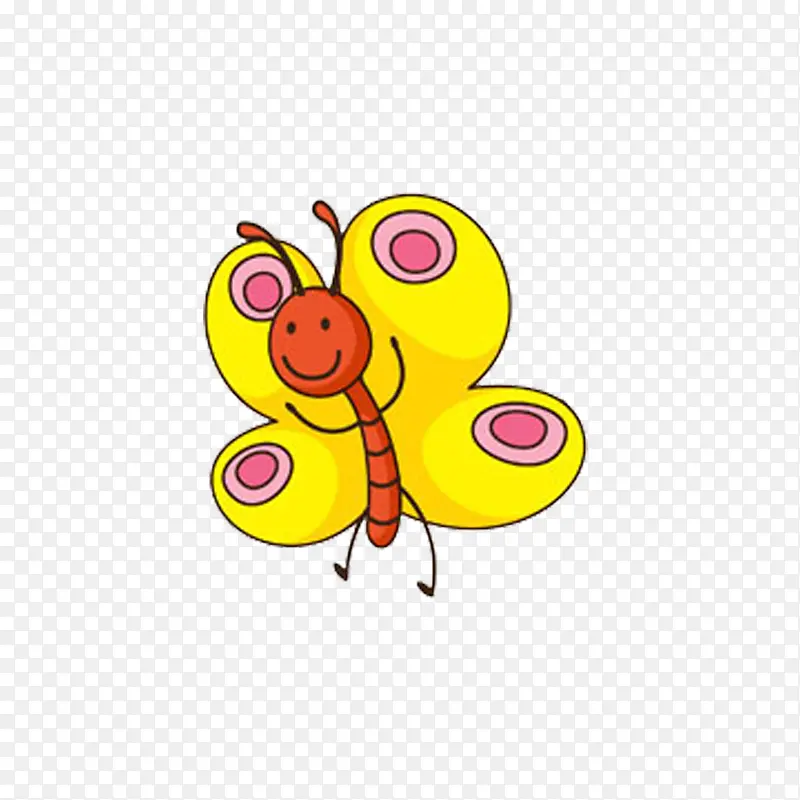 跳舞的黄色小蝴蝶卡通
