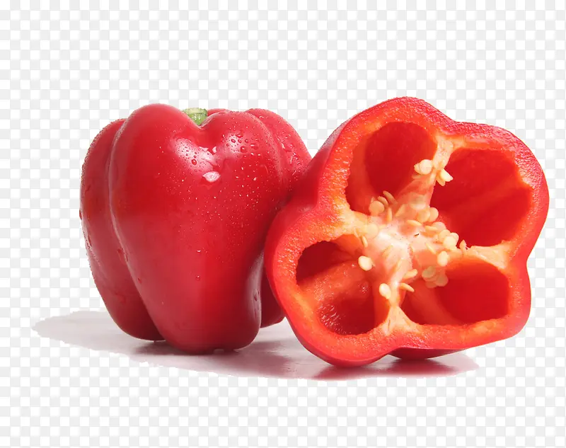 完整和切开的红椒