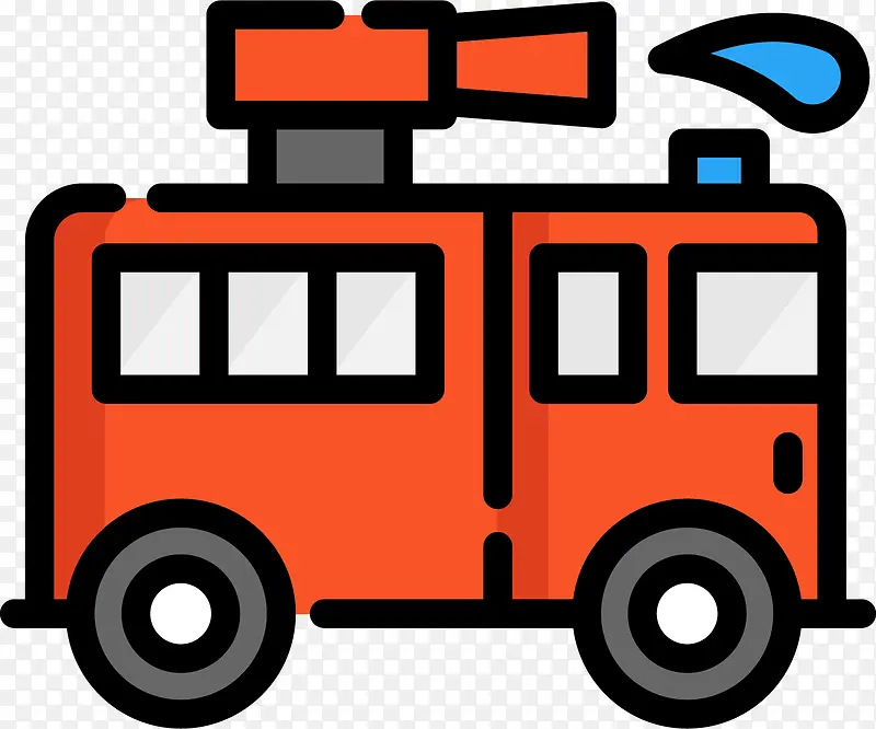 红色消防车卡通图标