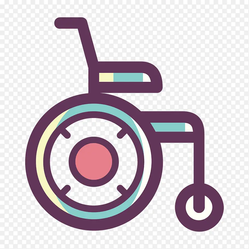 彩色手绘线稿轮椅元素