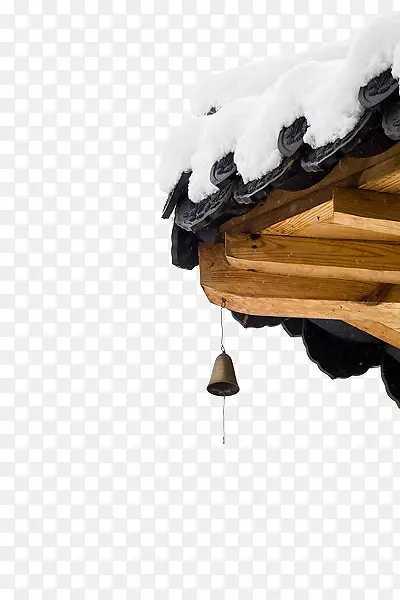 手绘积雪建筑檐角