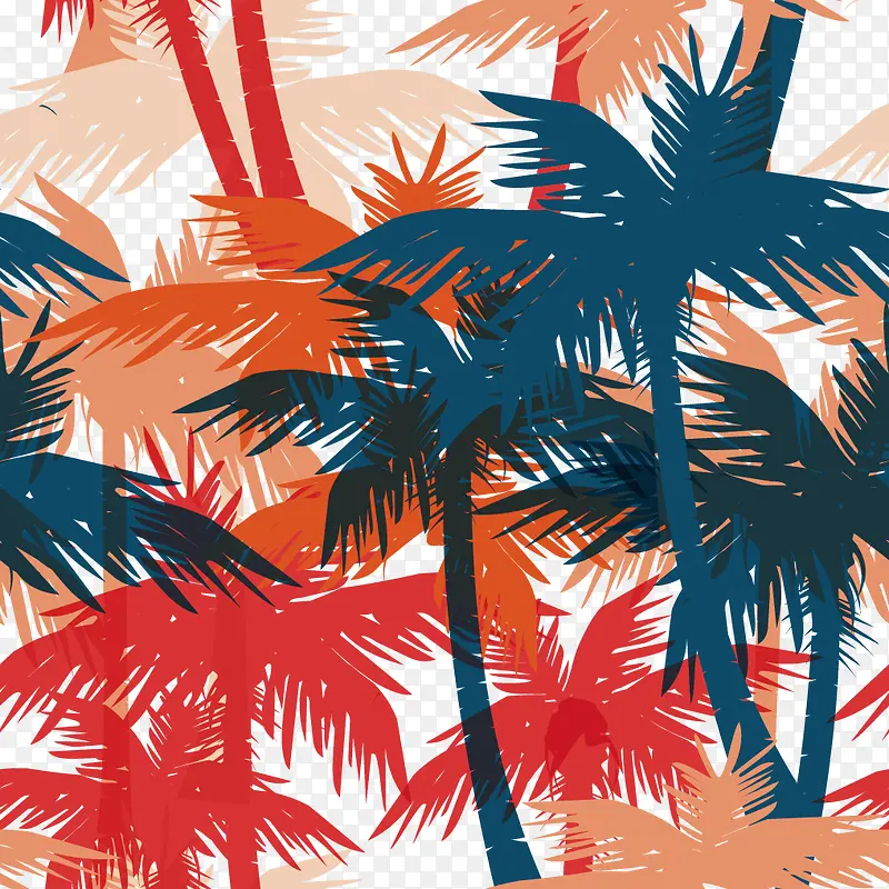 矢量水彩椰子树图案