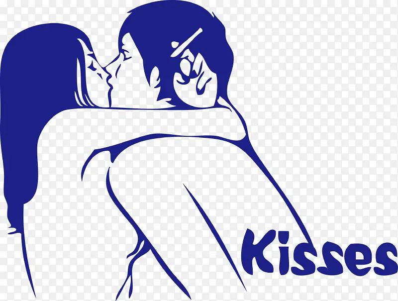 卡通矢量情侣接吻KISS