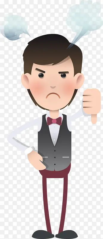 卡通愤怒生气男孩