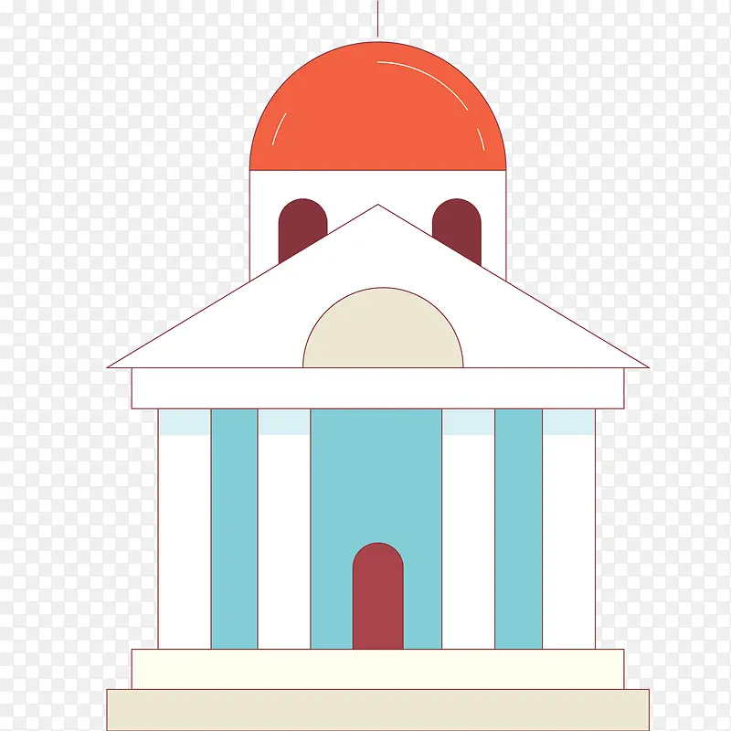 法院外部建筑插画