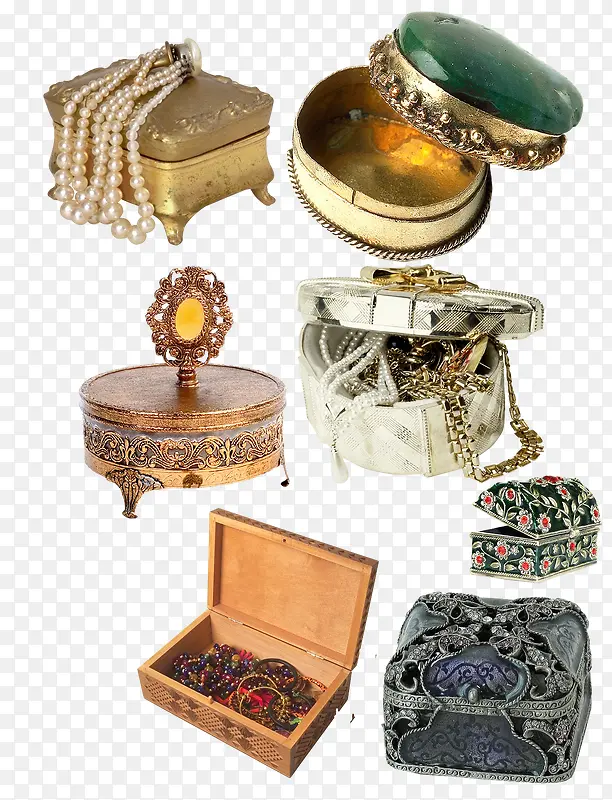 古代旧的金属珠宝盒