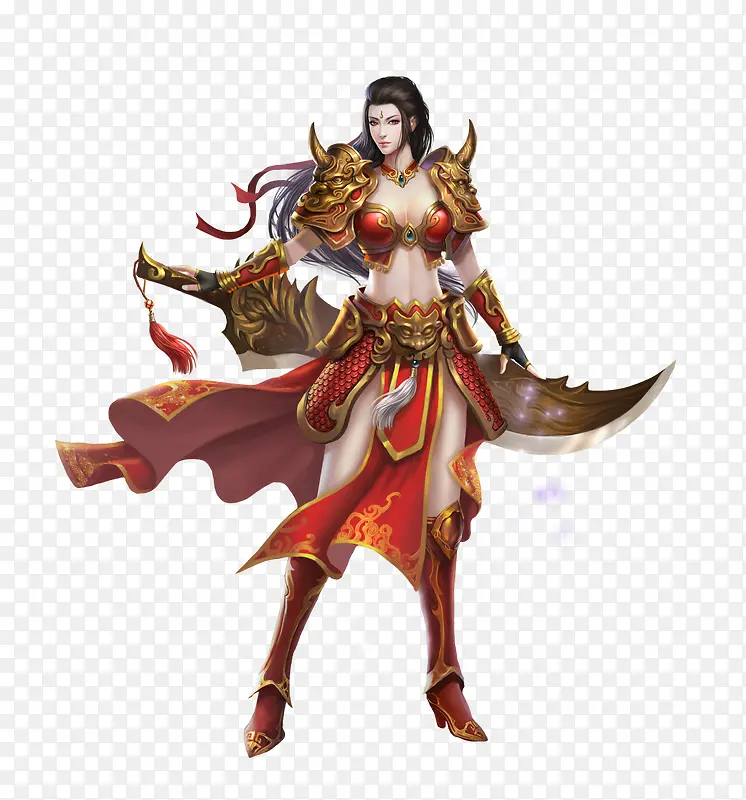 霸气红色古风游戏女神服饰