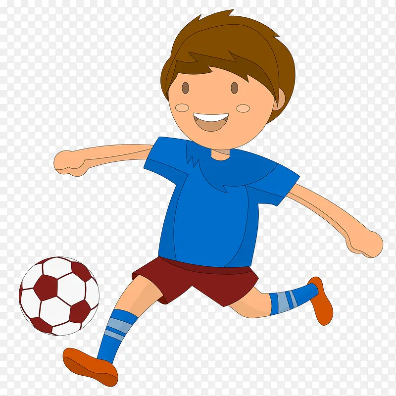 快乐踢足球的小男孩