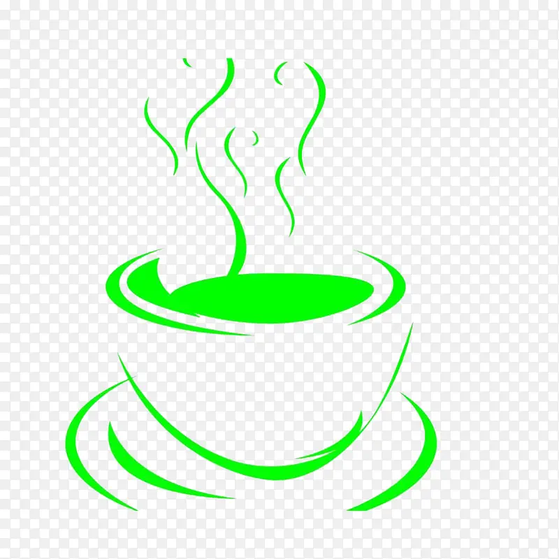 时尚绿色大方手绘奶茶杯