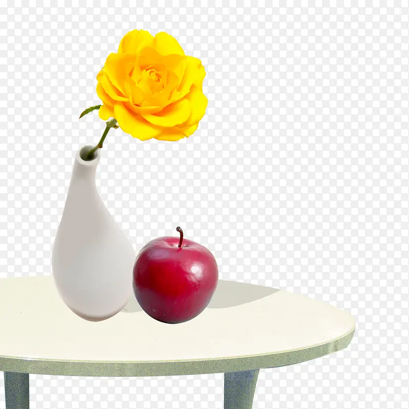桌上的花和苹果