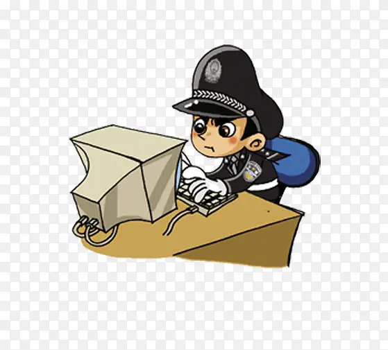 电脑前的警察