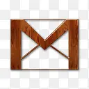 Gmail标志木材光泽蜡木
