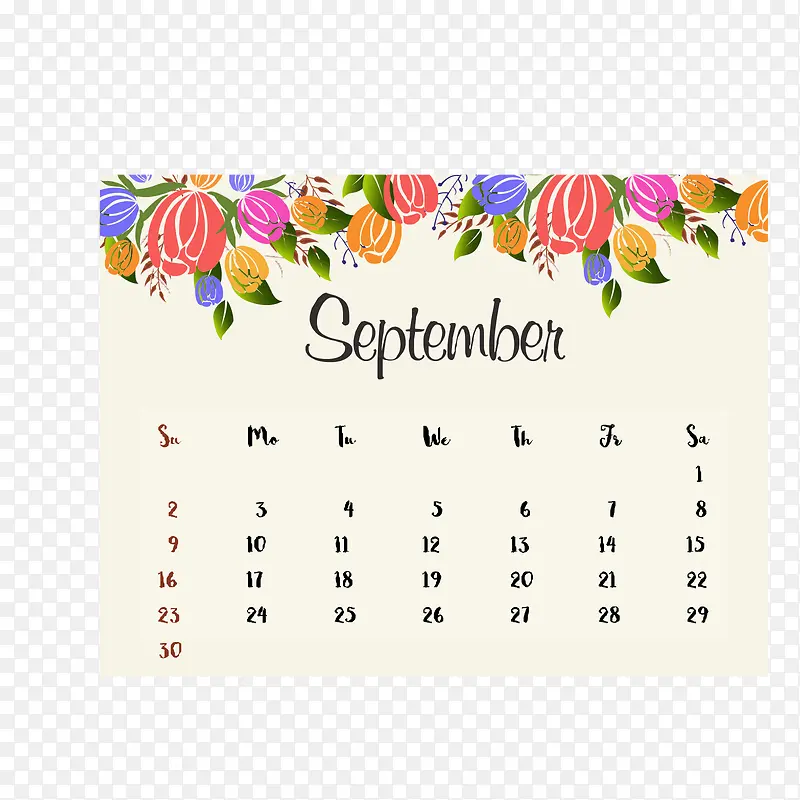 2018年9月花朵日历