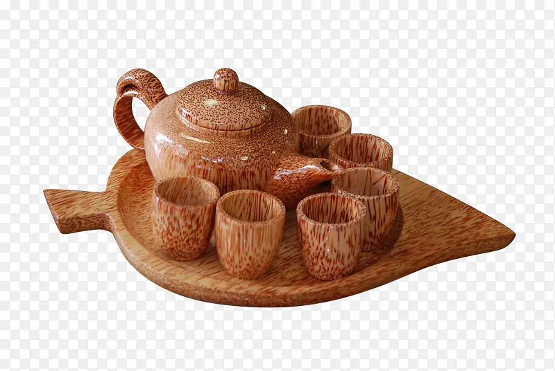 一组实木茶具